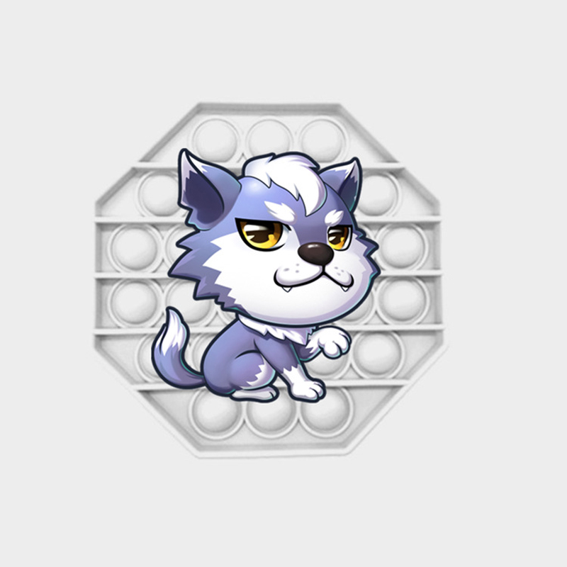 White Octagon Anti-Anxiety Bubble Fidget Toy w/UV Imprint 8