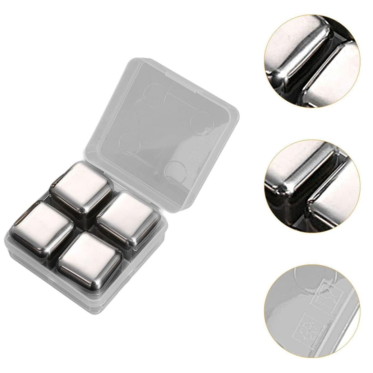 Reusable Stainless Steel Whiskey Stones Set of 4 2