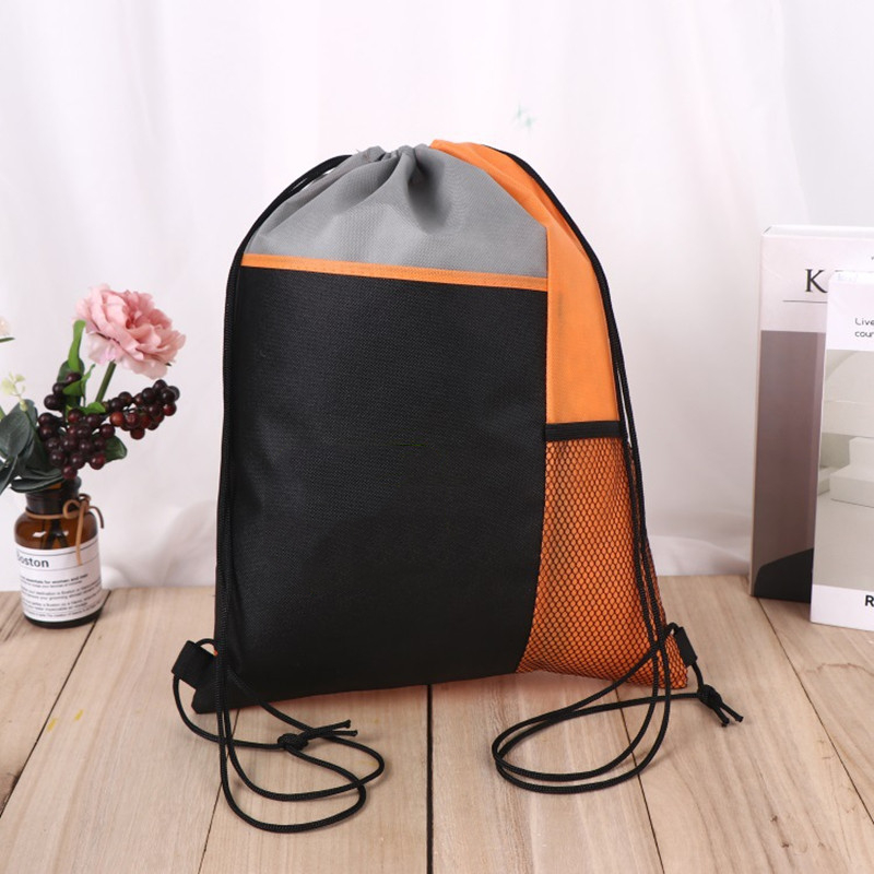 Tricolor Drawstring Backpack w/ Mesh Pocket 4