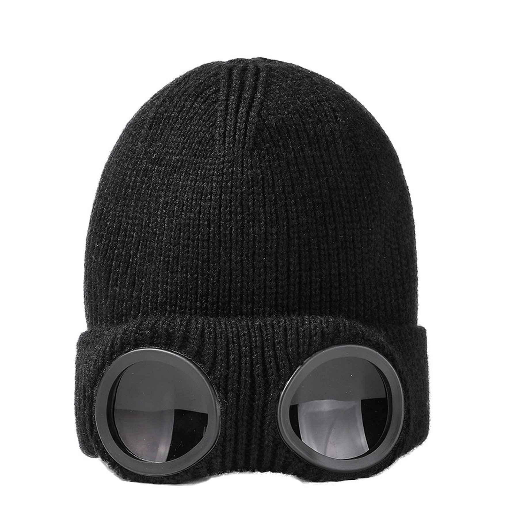 Wool Knitted Goggles Beanie Hat 2
