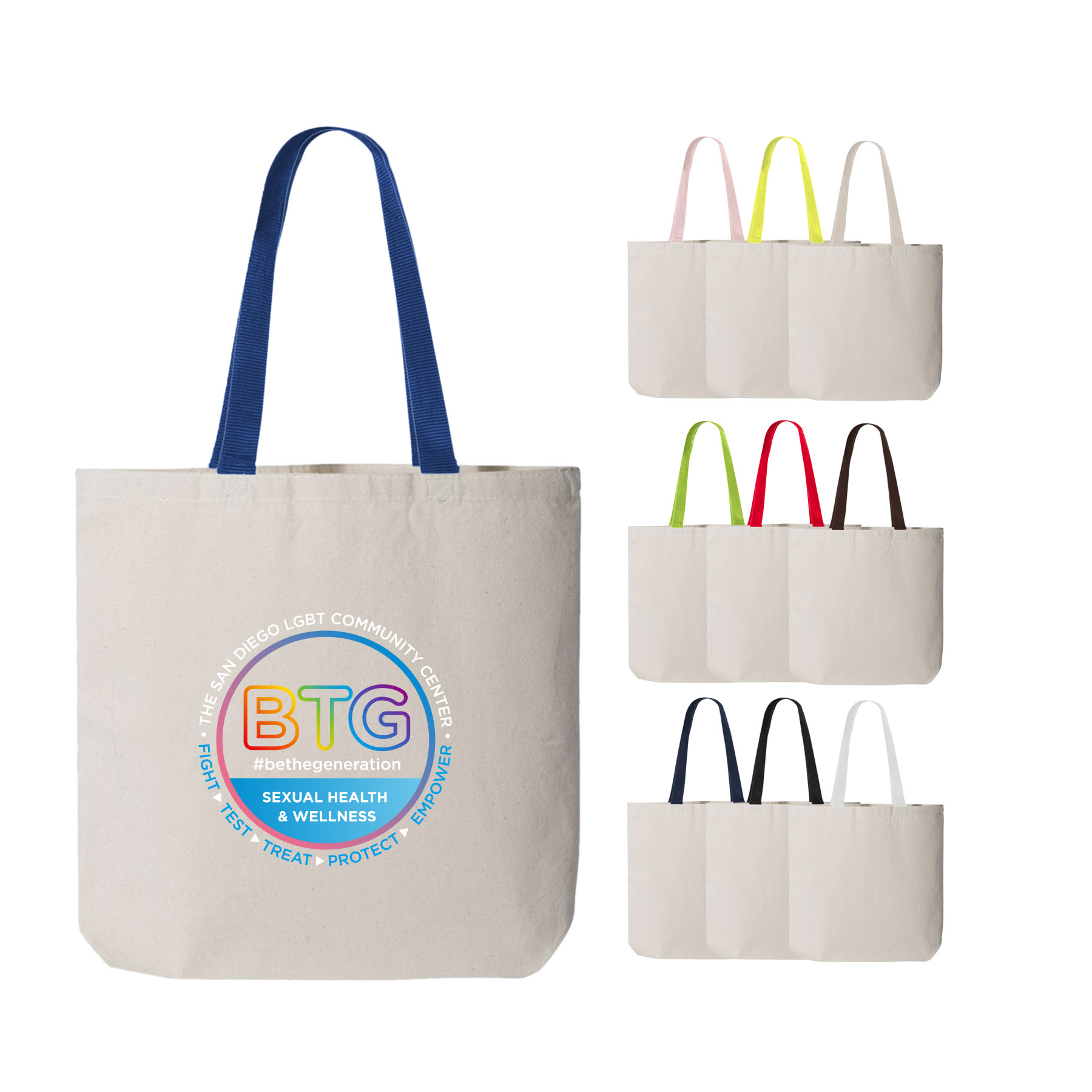 12 oz. Cotton Canvas Tote with Color Handle 8