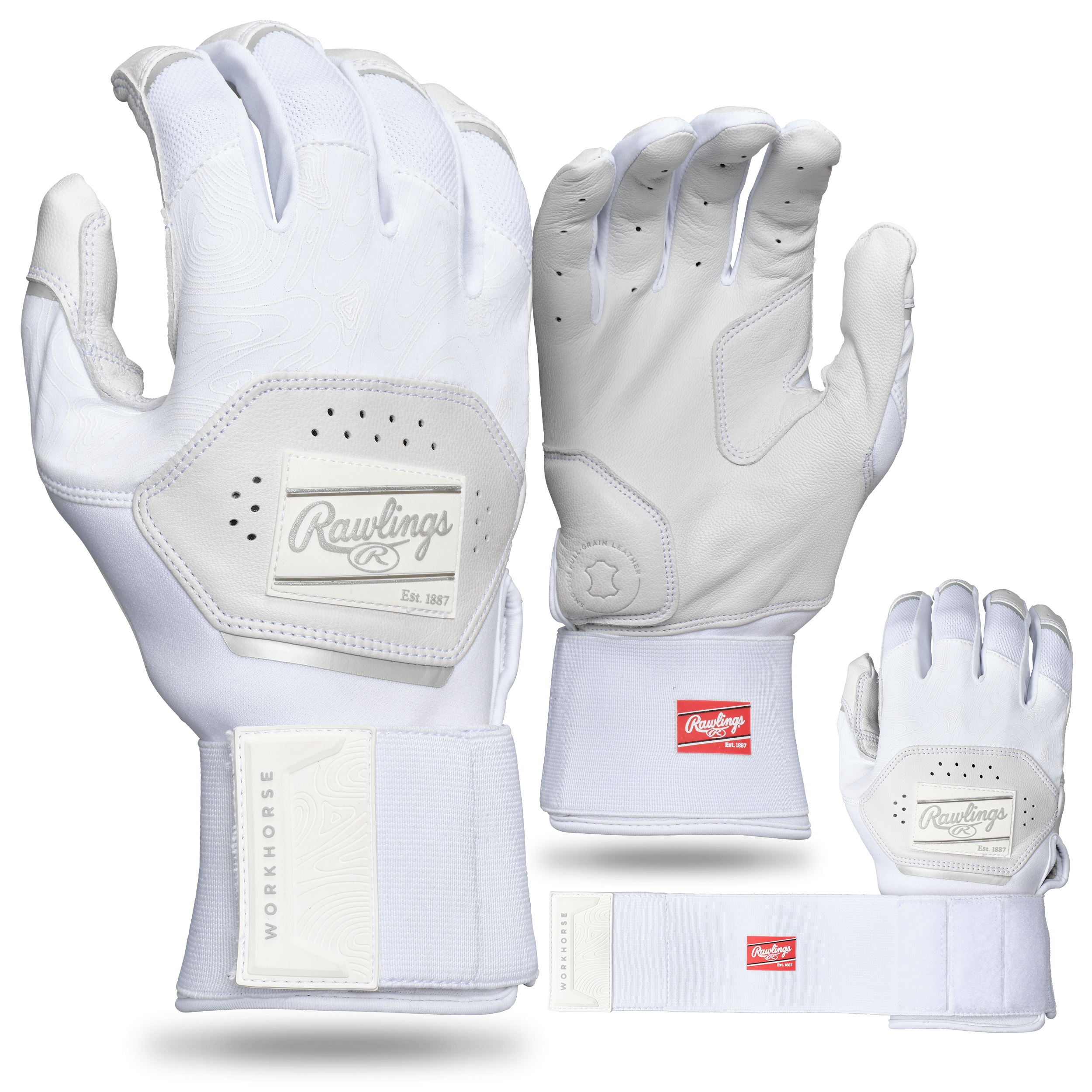 Rawlings Youth Workhorse Compression Strap Batting Gloves 1