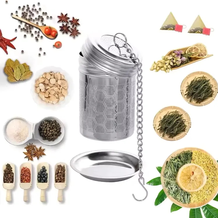 304 Stainless Steel Threaded Lid Loose Leaf Tea Steeper 6