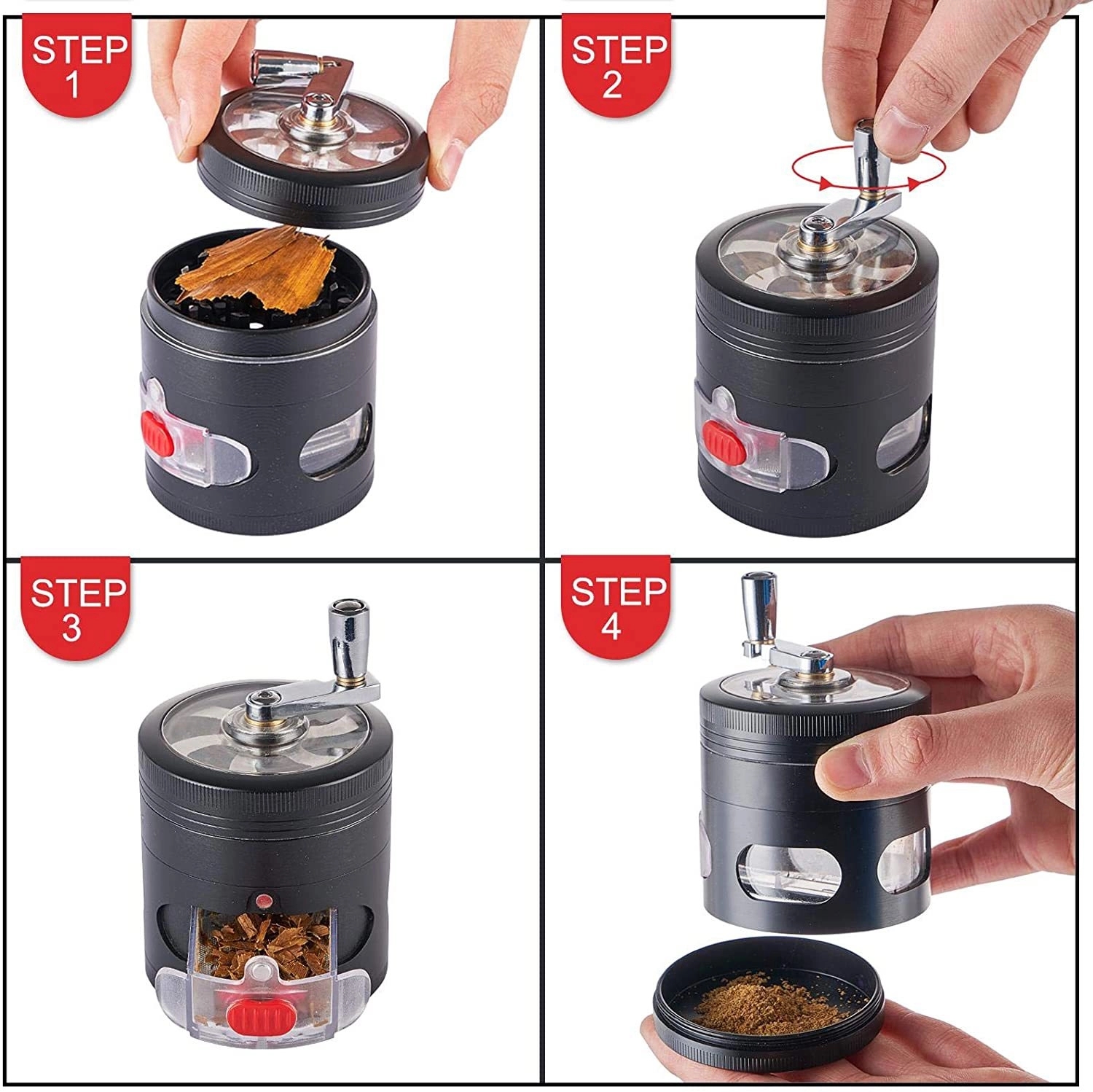 Aluminum 4-Layer Zinc Alloy Grinder With Handle 4