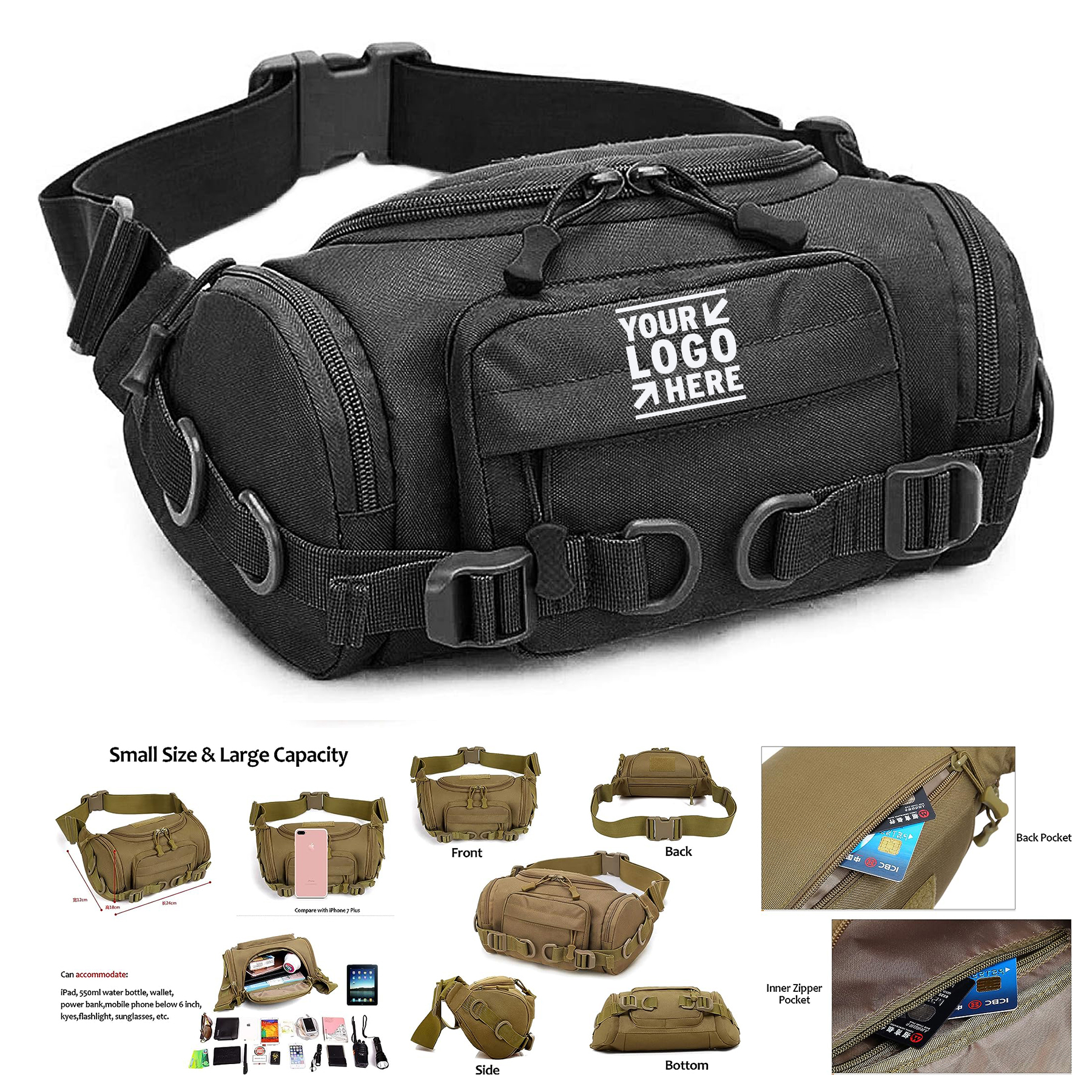 Hiking Camping Tactical Fanny Pack Portable Men Women Military Waist Hip Bum Bag 2