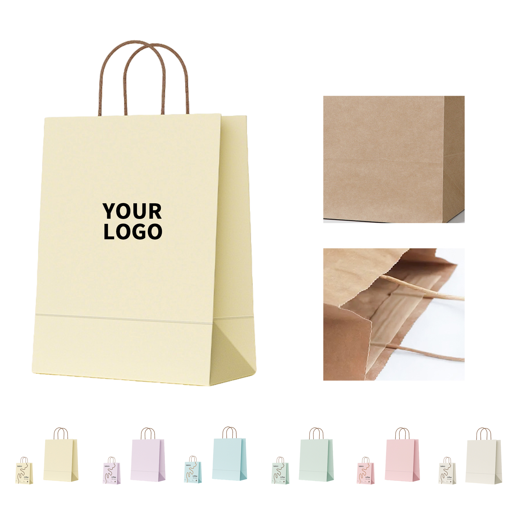 Kraft Paper Shopping Tote With Handle 8.26" x 10.62" 9