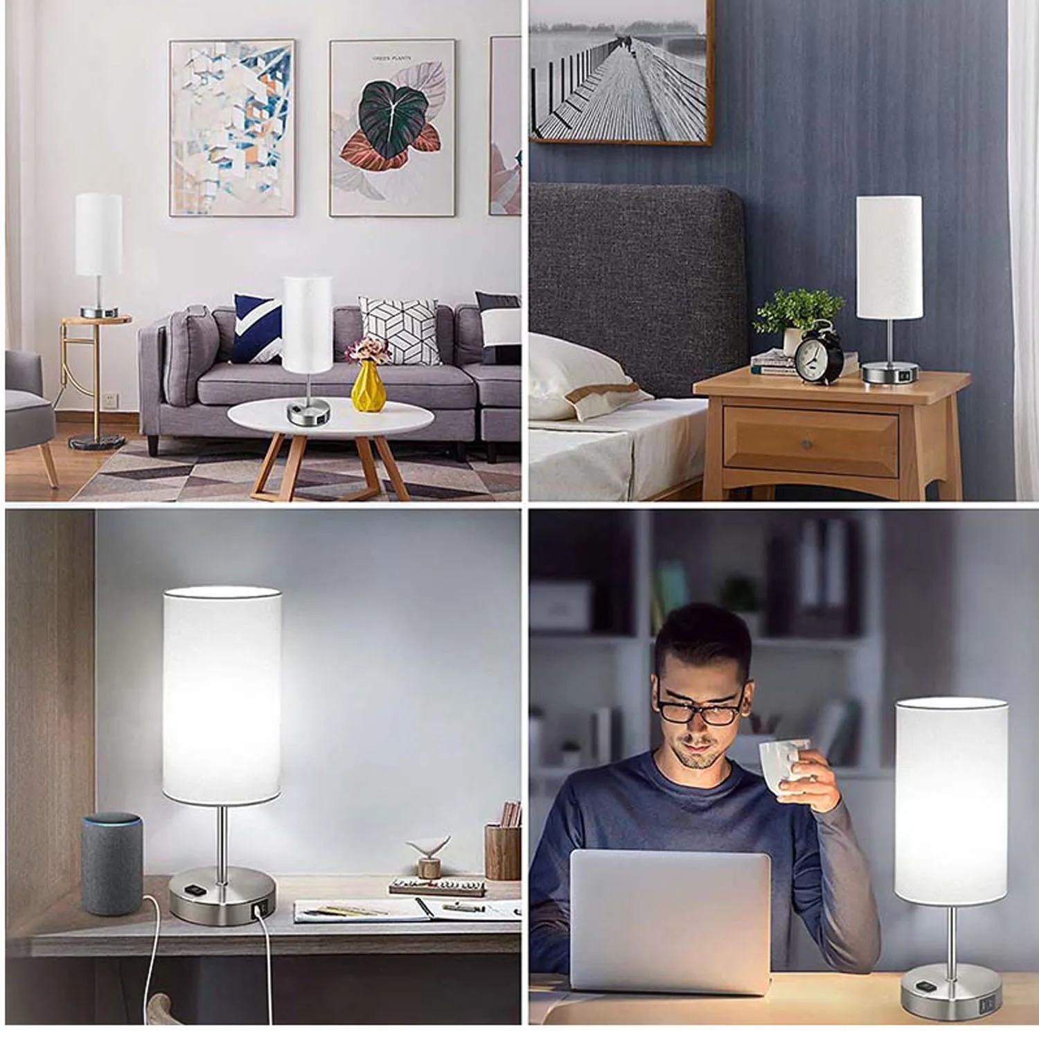 Three-Stage Touch Table Lamp With Circular Cloth Cover 3