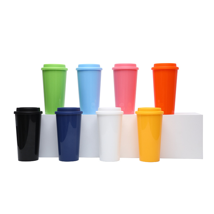 16oz Reusable Travel Hot Plastic Coffee Cups with Lids 3
