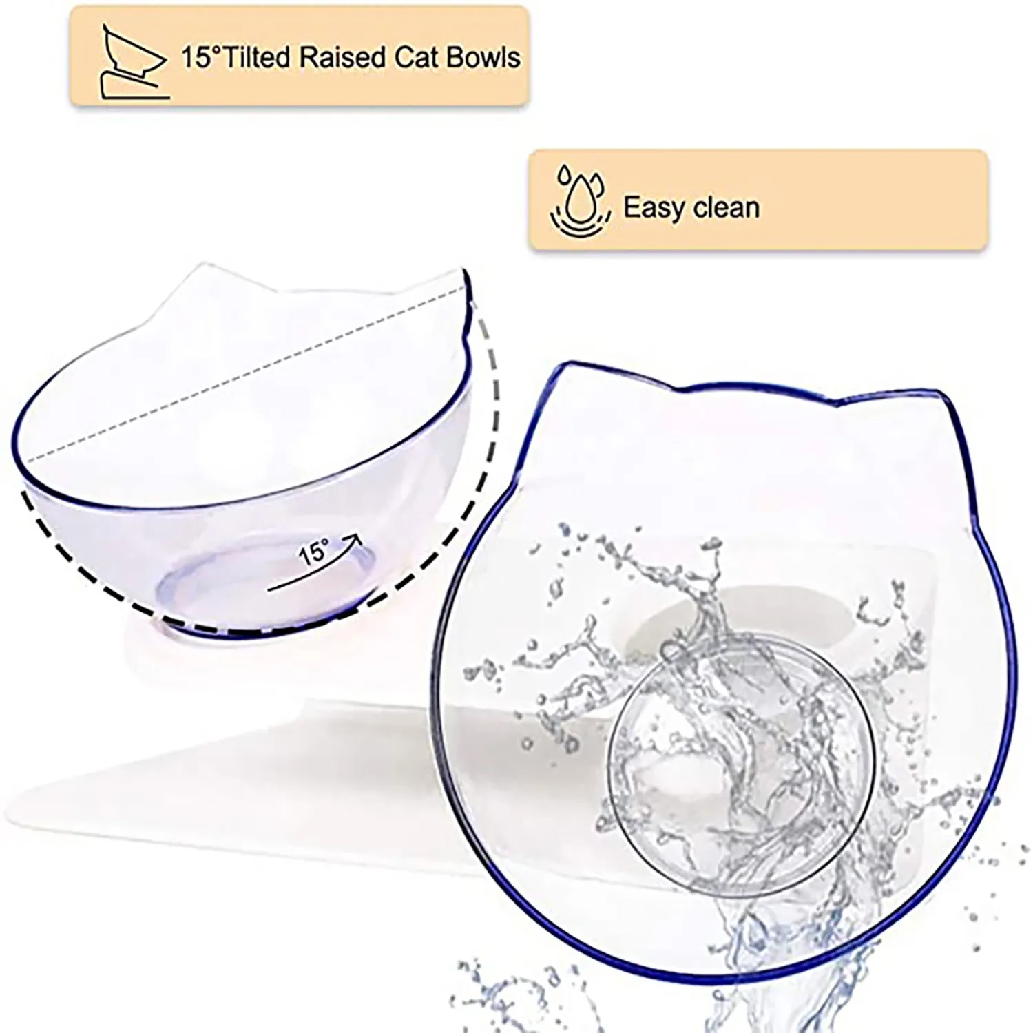 Transparent Non-Slip AS & ABS Double Pet Bow 4