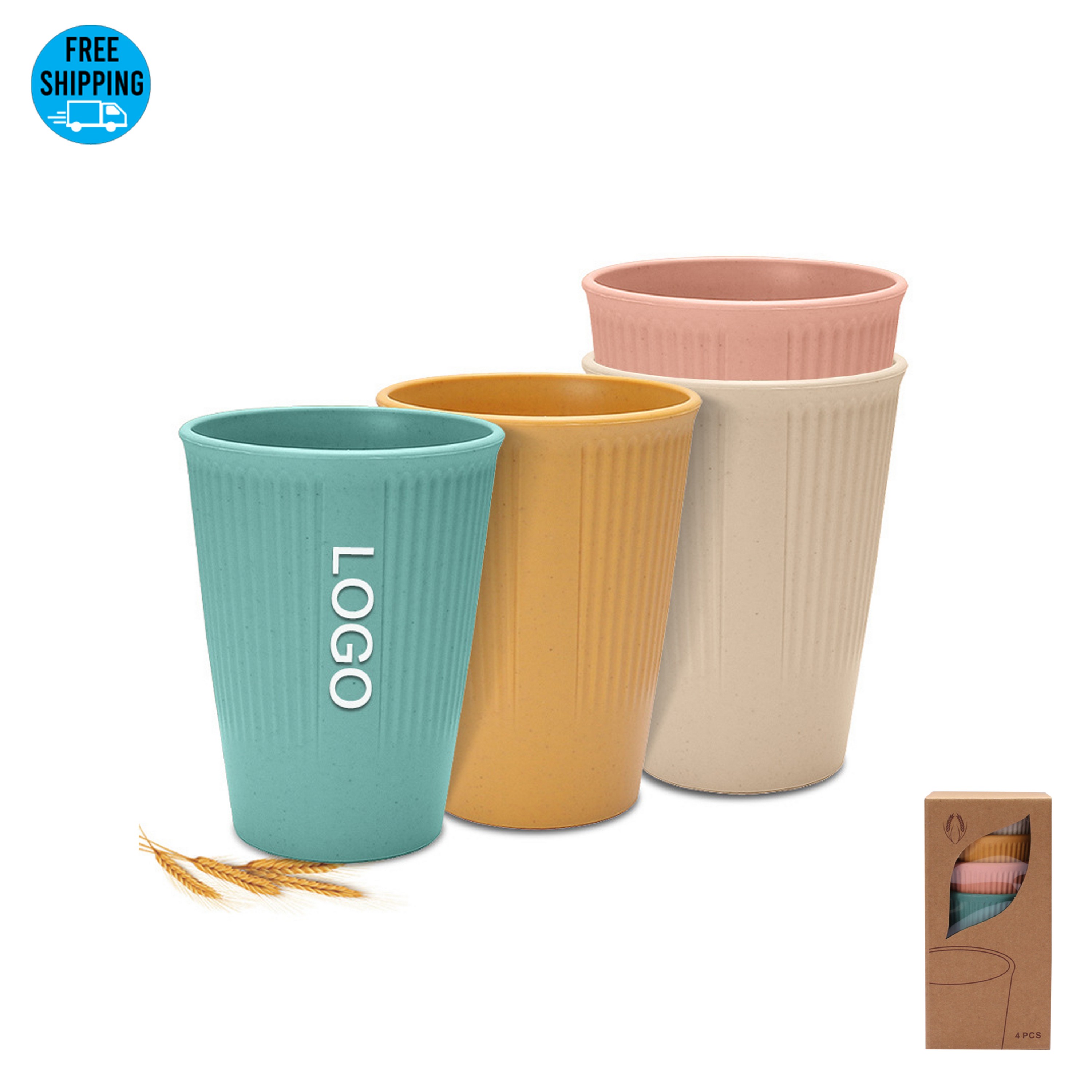 4pcs Eco-Friendly Wheat Straw Cup Set 1