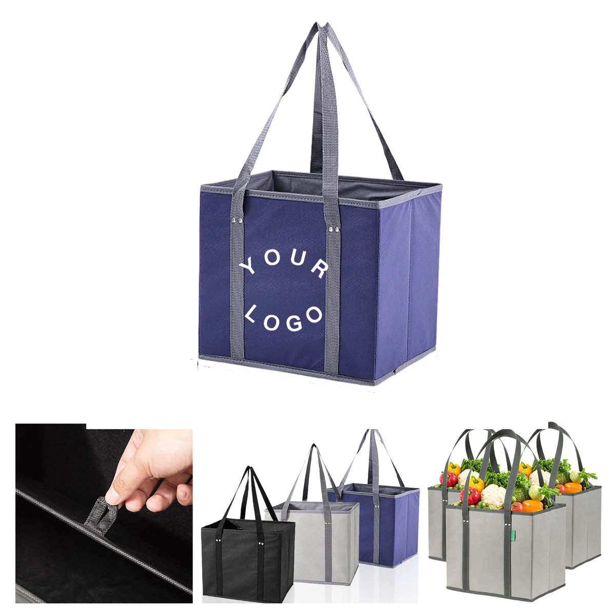 Reusable Grocery Bag With Rigid Box Structure 1