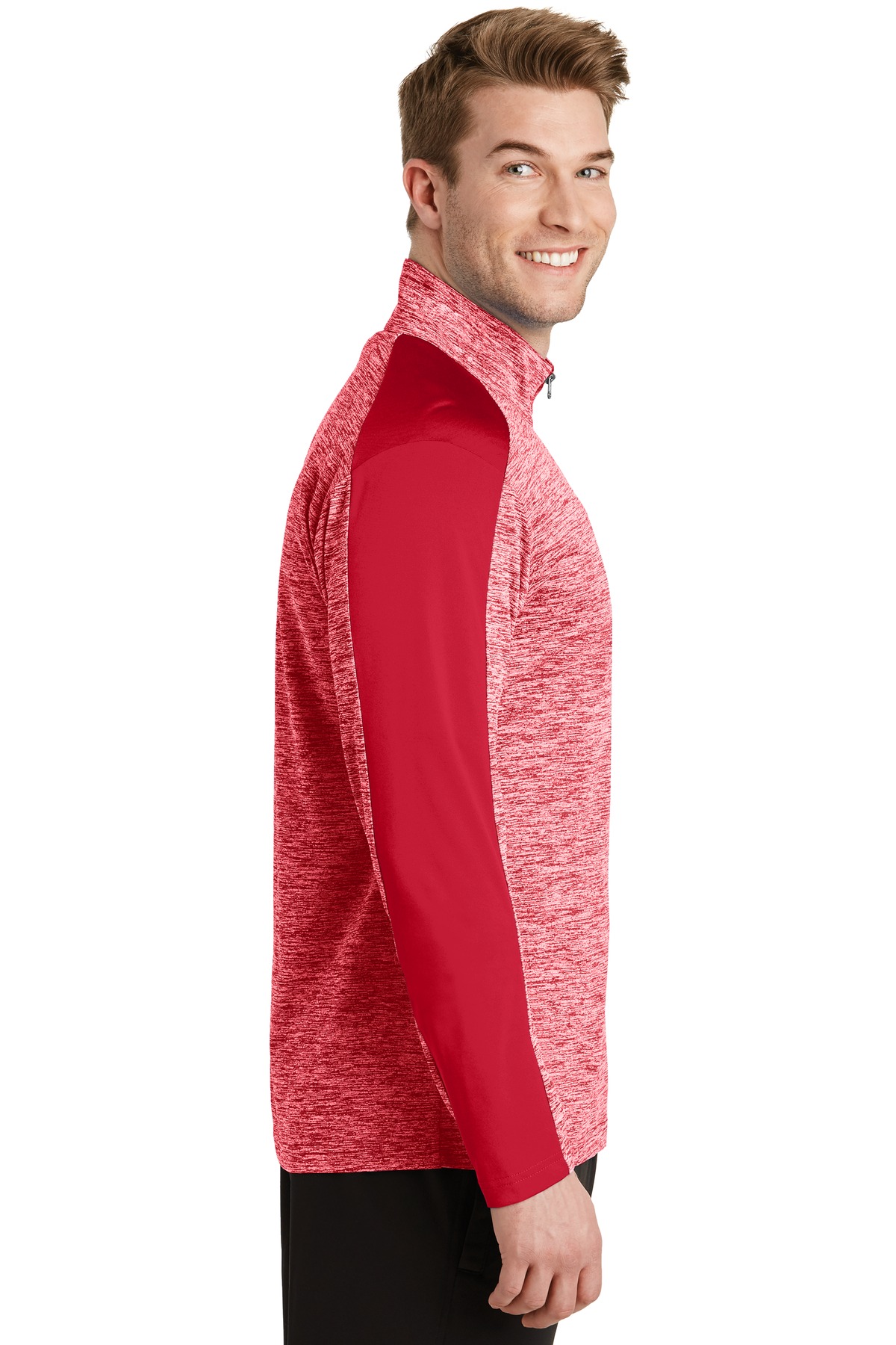 Sport-Tek PosiCharge Electric Heather Colorblock 1/4-Zip Pullover. ST397, custom hoodie or sweatshirt with logo imprint 18
