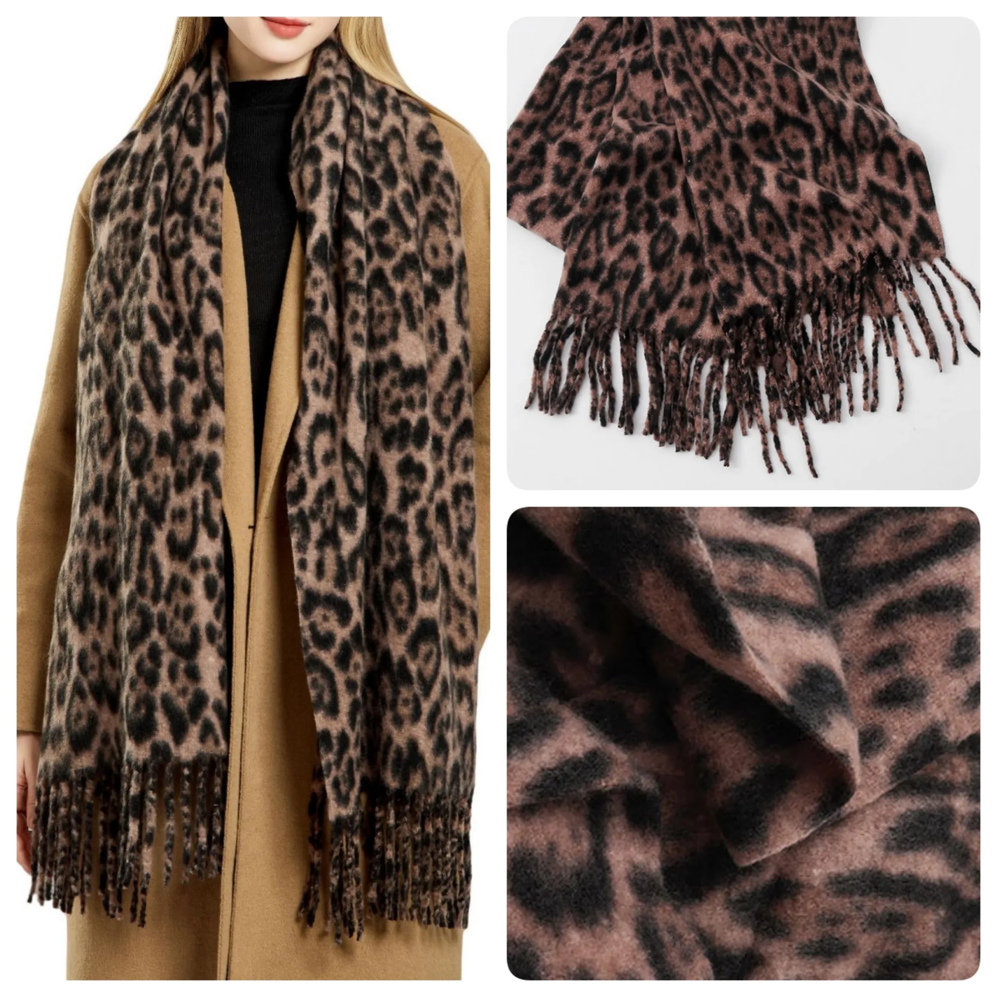 Winter Leopard Print Womens Scarf 3