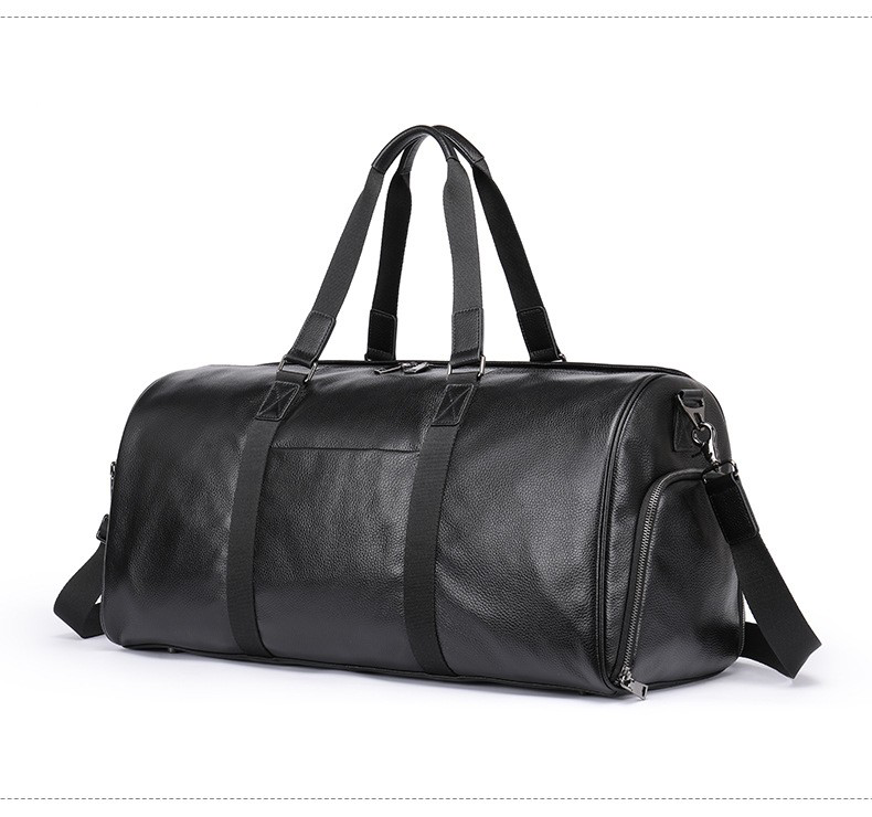 Genuine Leather Travel Weekender Duffel Bag for Men, custom luggage with logo imprint 5