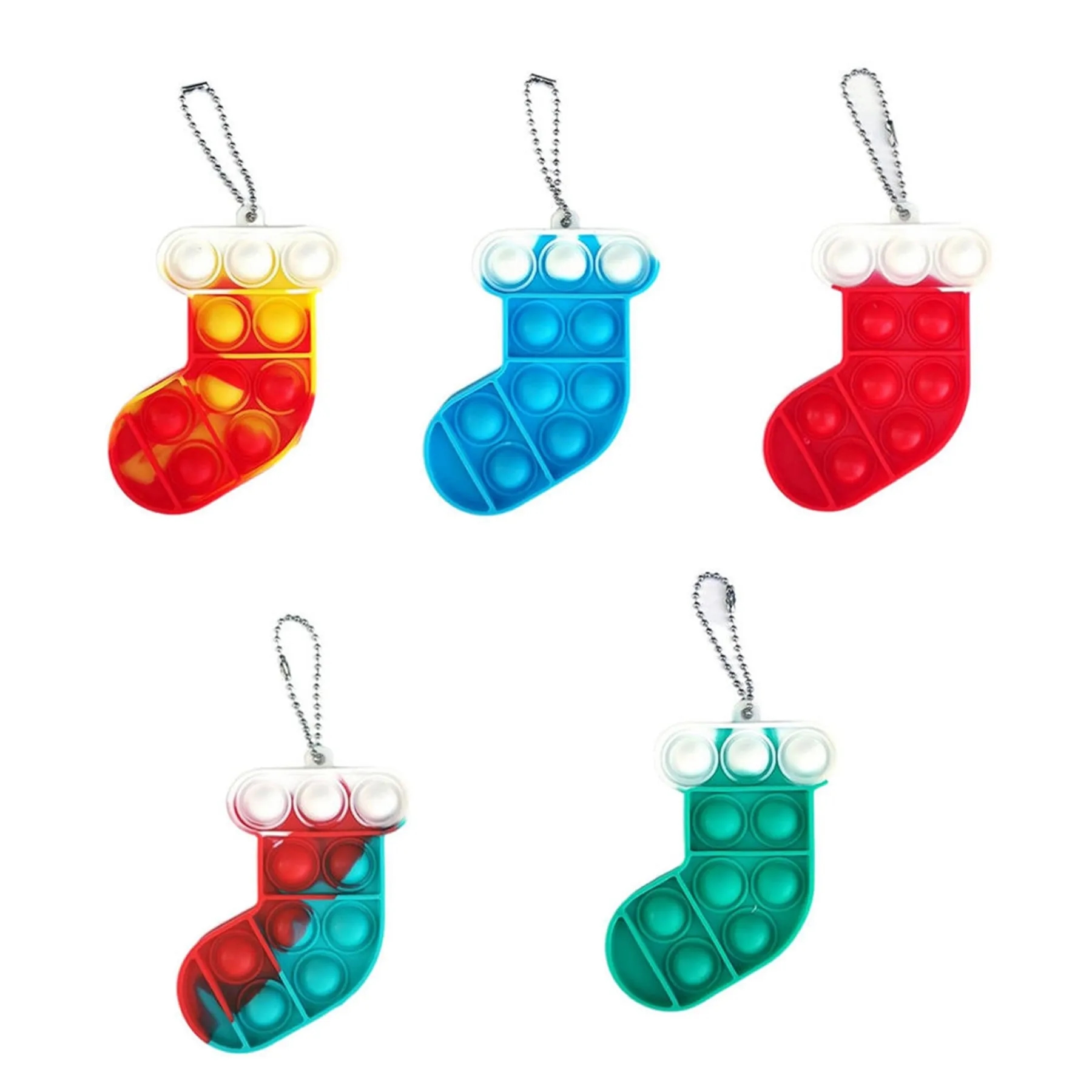 Christmas Sock Bubble Push Pop Keychain 6