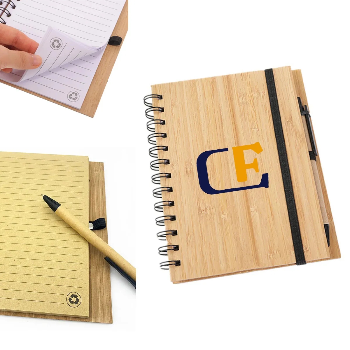 Eco-Friendly Natural Bamboo Cover Notebook With A Pen 4