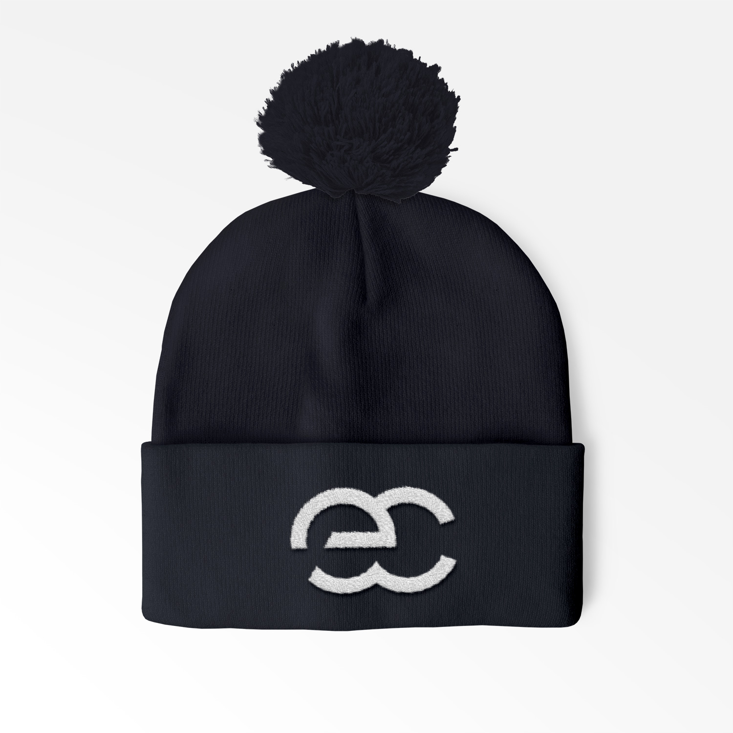 Cuffed Pom Beanie with direct embroidery