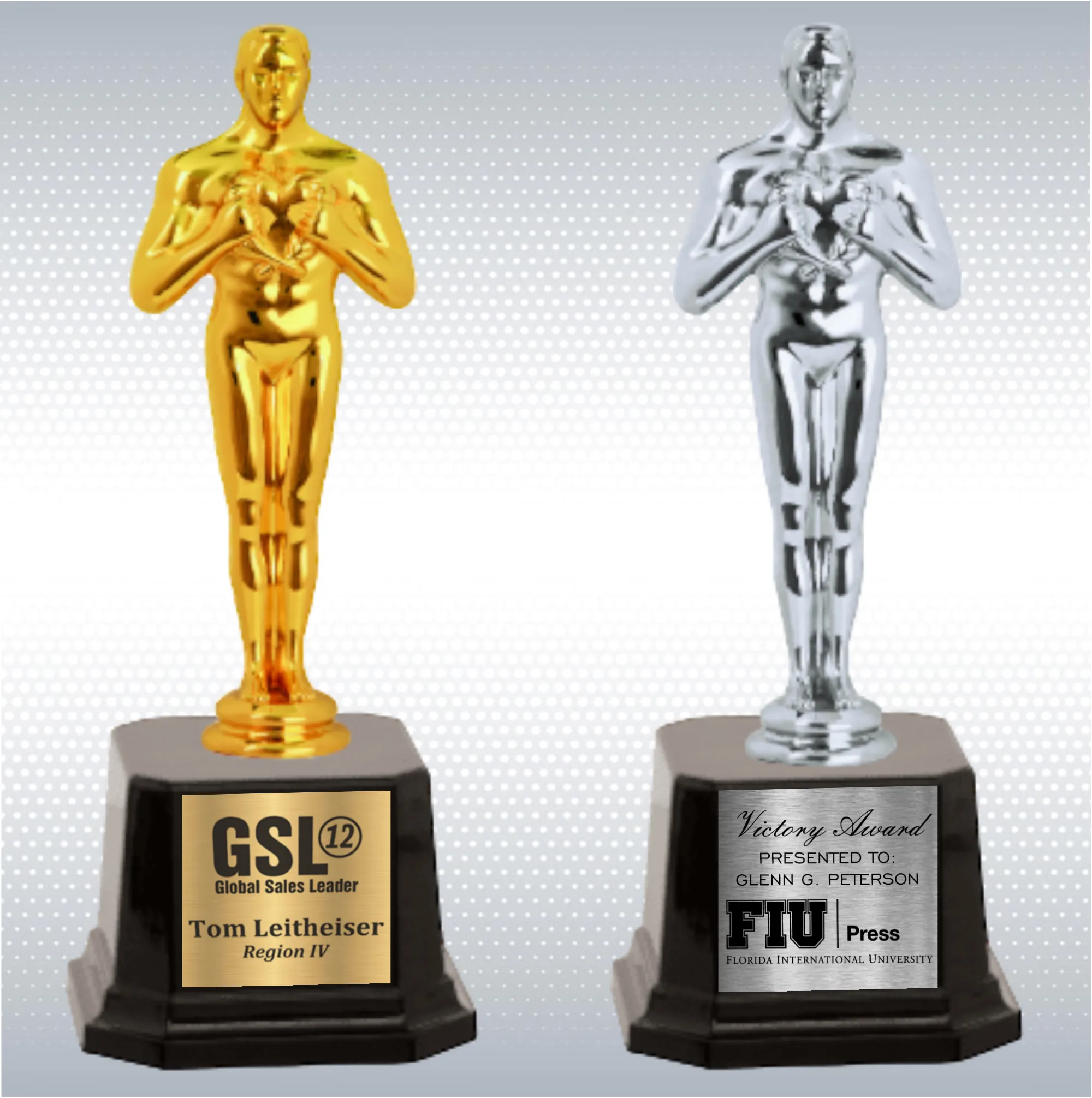 8 1/2" Metal Male Achievement Figure on Glossy Black Base 2