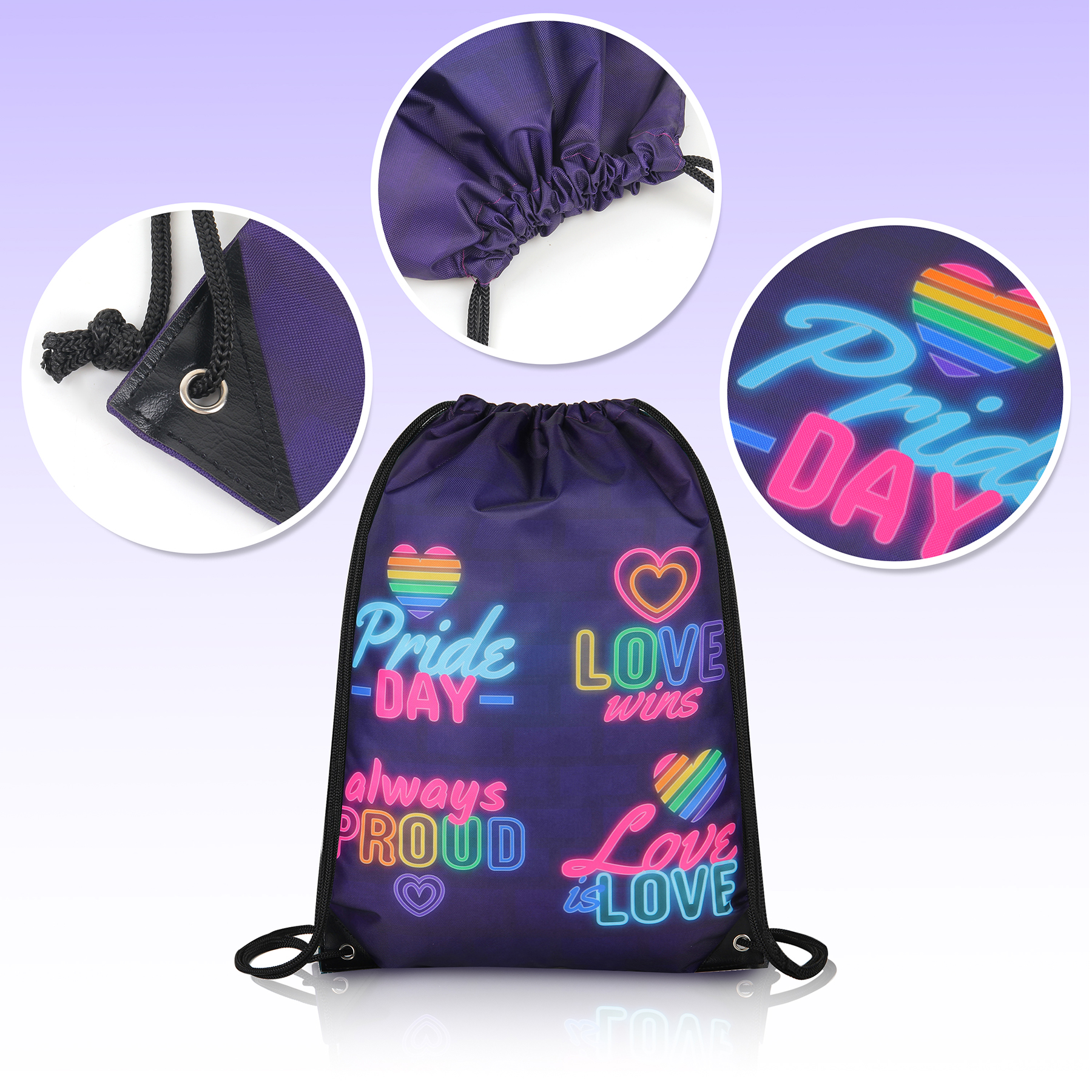 420D Heavy Duty Dye Sublimation Drawstring Backpack 7