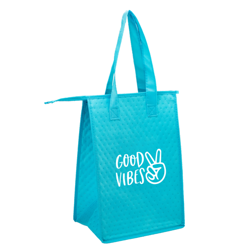 Non-Woven Polypropylene Lunch Tote w/ Zipper - 9"W x 13"H x 5