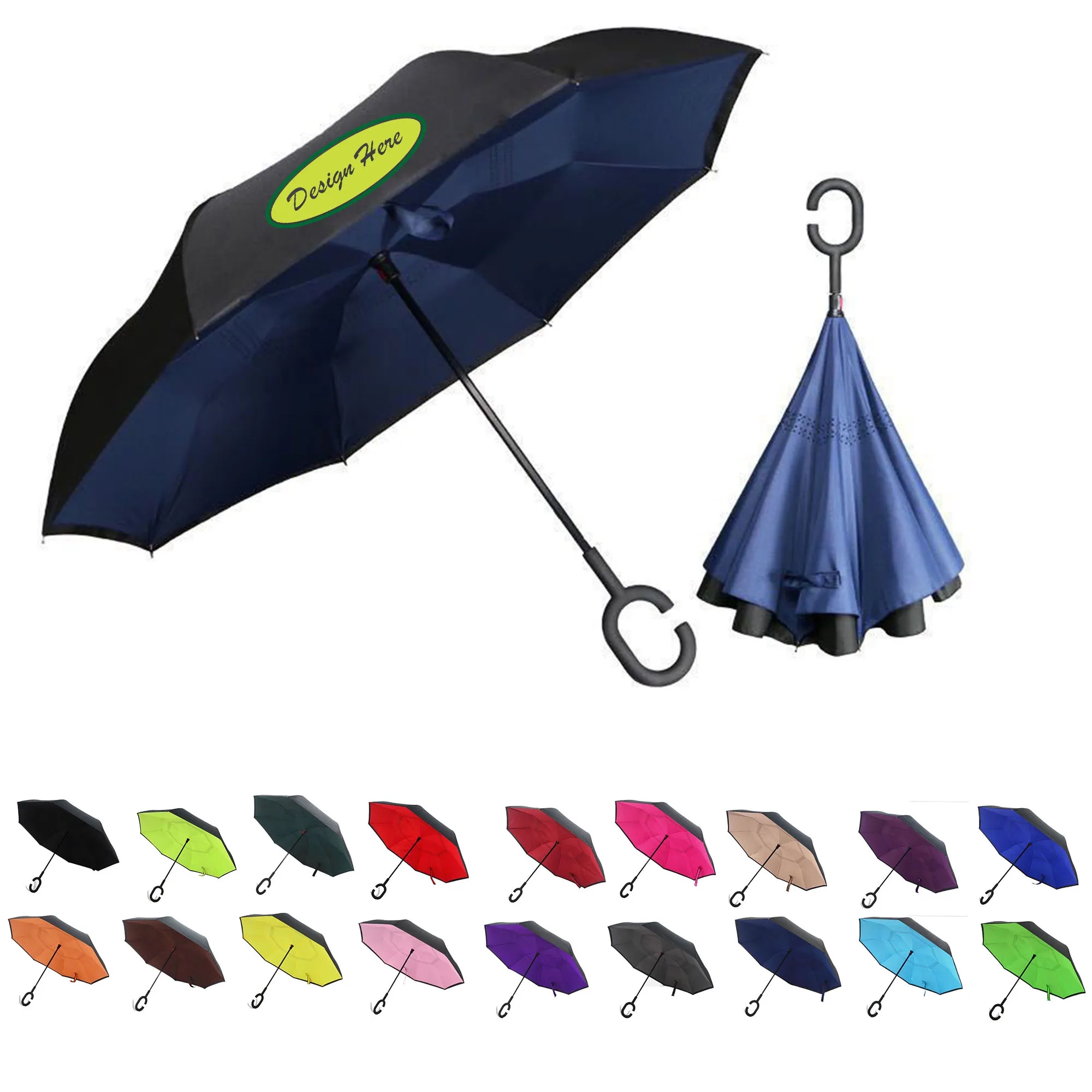 Windproof Double Layer Upside Down Car Rain Umbrella 6