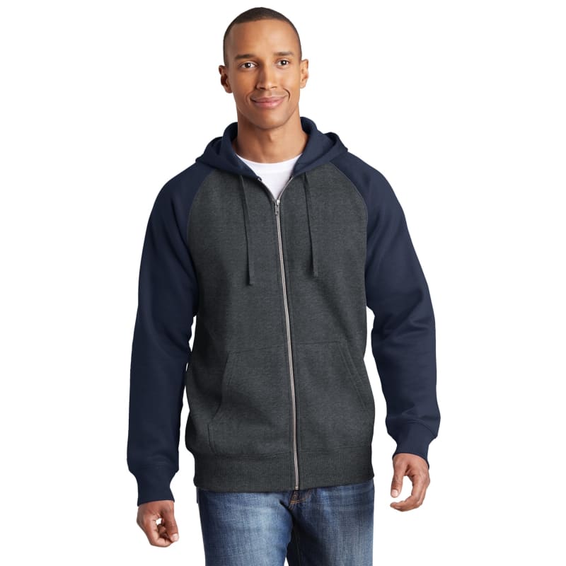 Sport-Tek Raglan Colorblock Full-Zip Hooded Fleece Jacket. 5