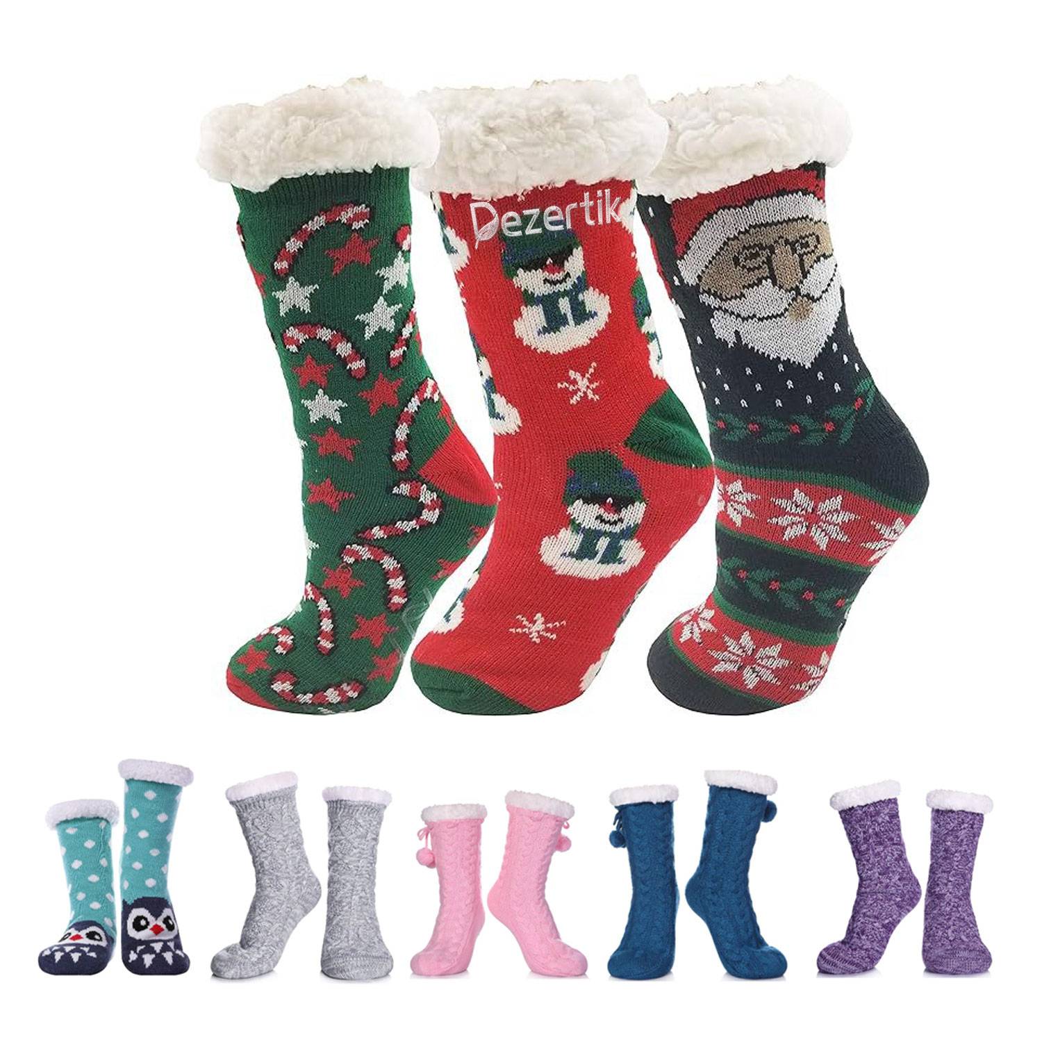 Customizable Embroidered Plush Floor Socks for Home Use