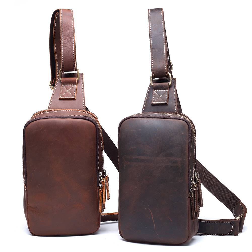 Genuine Leather Diagonal Shoulder Bag For Men 4