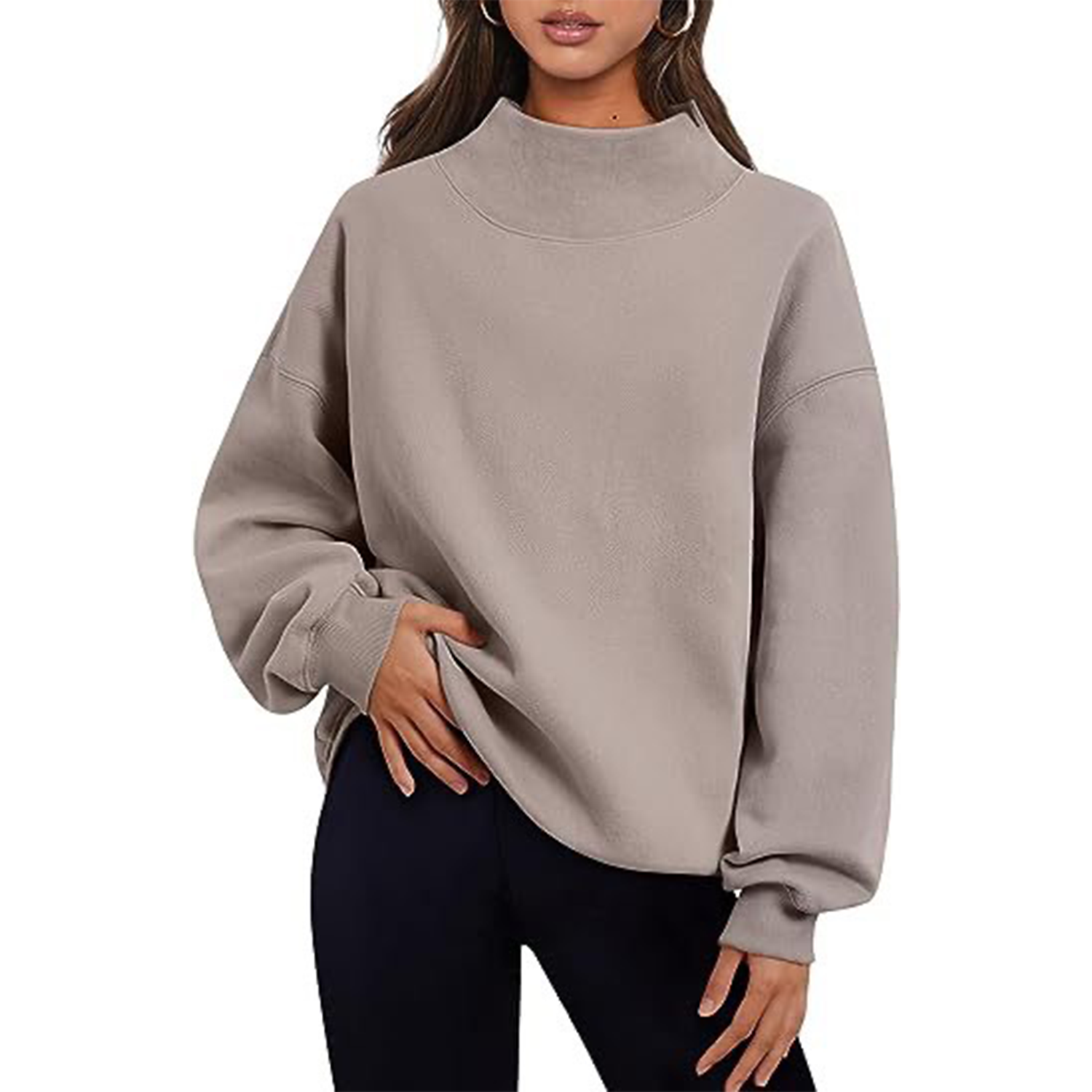 Womens Oversized Sweatshirts Turtleneck Pullover Long Sleeve 4