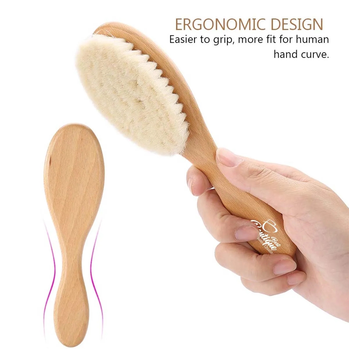 Multifunction Natural Soft Goat Hair Wooden Handle Babybrush 1
