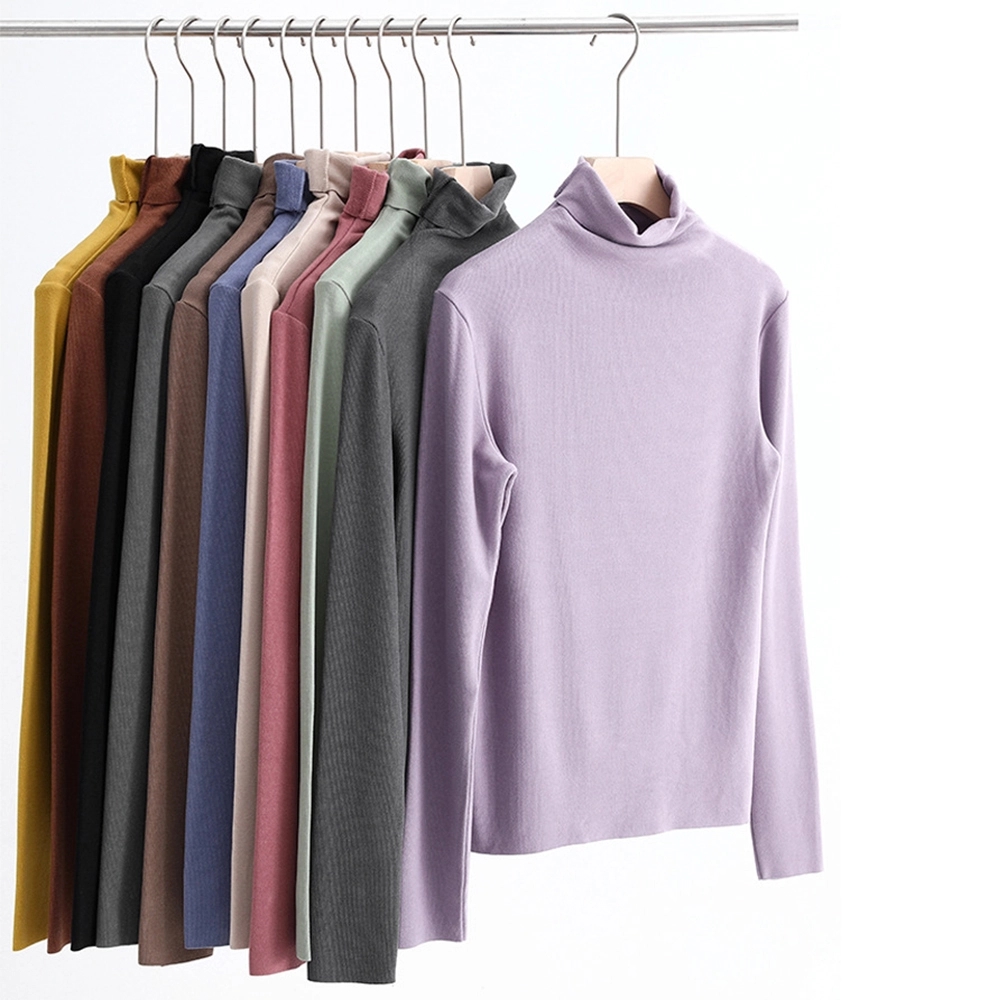 Women's Long Sleeve Turtleneck Pullover Slim Shirt Top 5