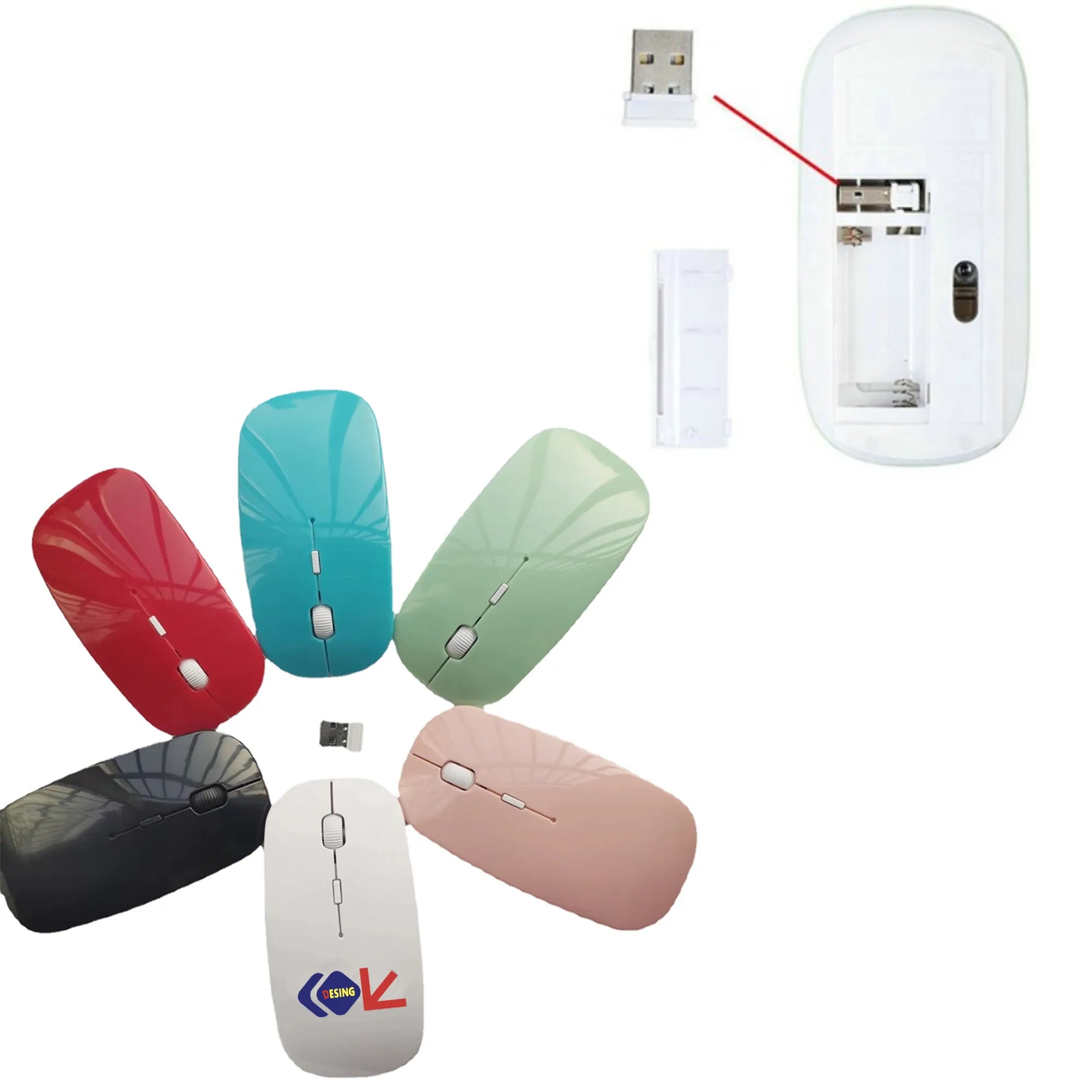 Wireless Optical Mouse With USB Receiver MOQ 50PCS