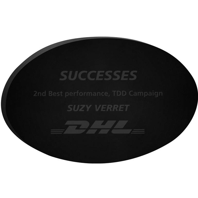 Black Oval Paper Weight (4"x 2 1/2"x 3/8") Laser Engraved
