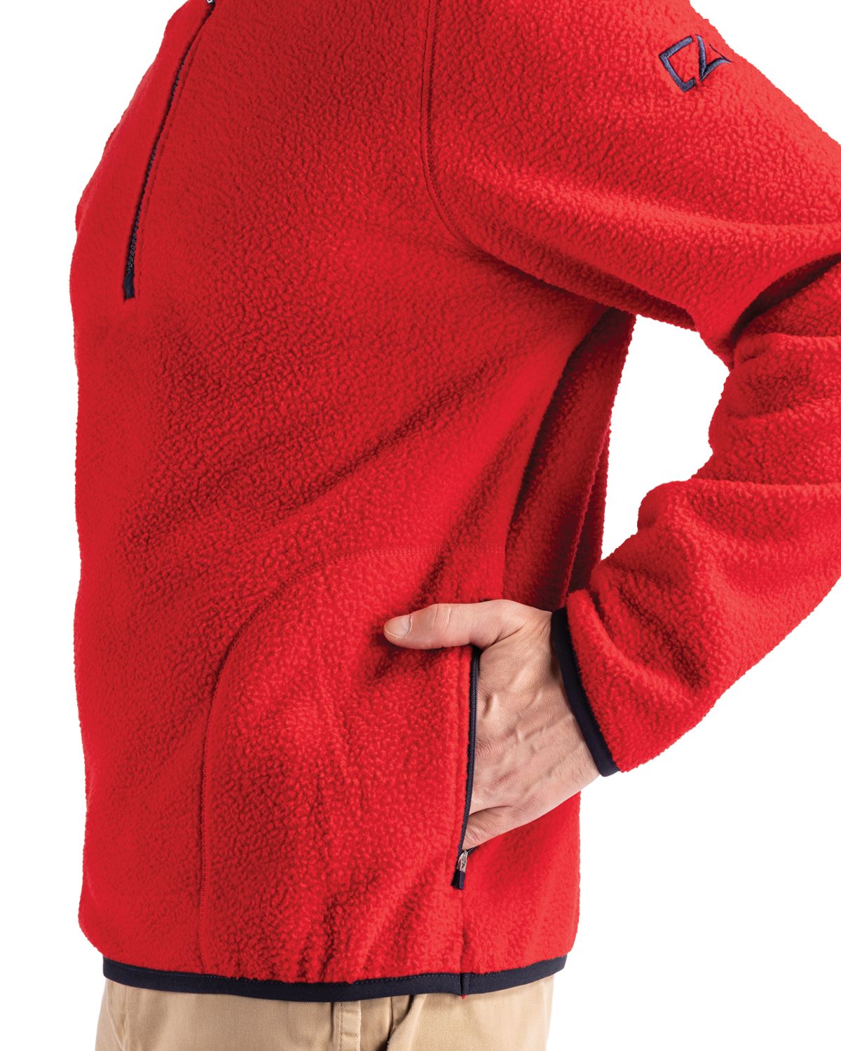 Cutter & Buck Cascade Epic Comfort Recycled Sherpa Fleece Mens Quarter Zip Jacket 15