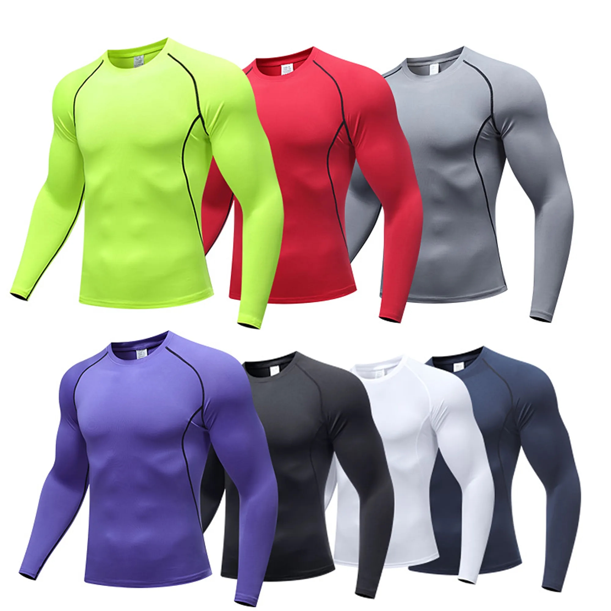 Men's Long Sleeve Compression Gym Workout Tees 2
