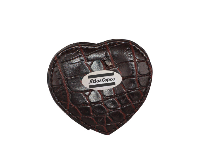 *CLOSEOUT* Designer Genuine Leather series Heart Shape Purse Mirror