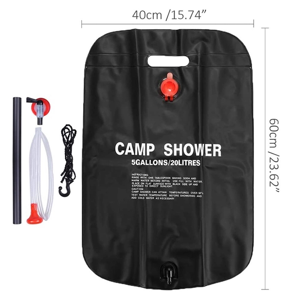 5 Gallons/20L Large Capacity Solar Camping Shower Bag 2