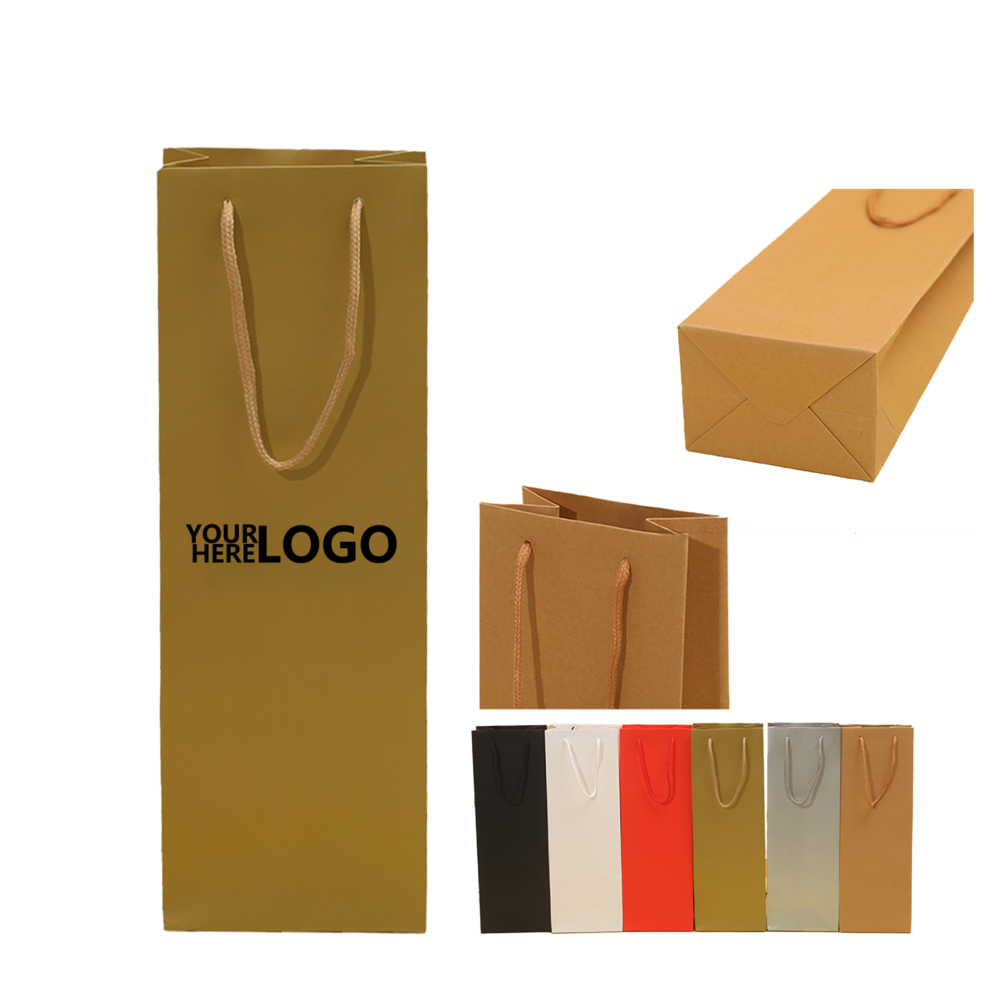 Thick Paper Single Bottle Wine Tote 2