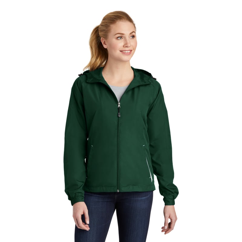 Sport-Tek Women's Colorblock Hooded Raglan Jacket. 24