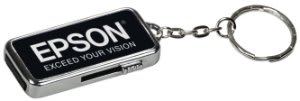 3/4" x 1 1/2" x 1/4" 8GB Black/Silver Metal USB Flash Drive with Keychain 1