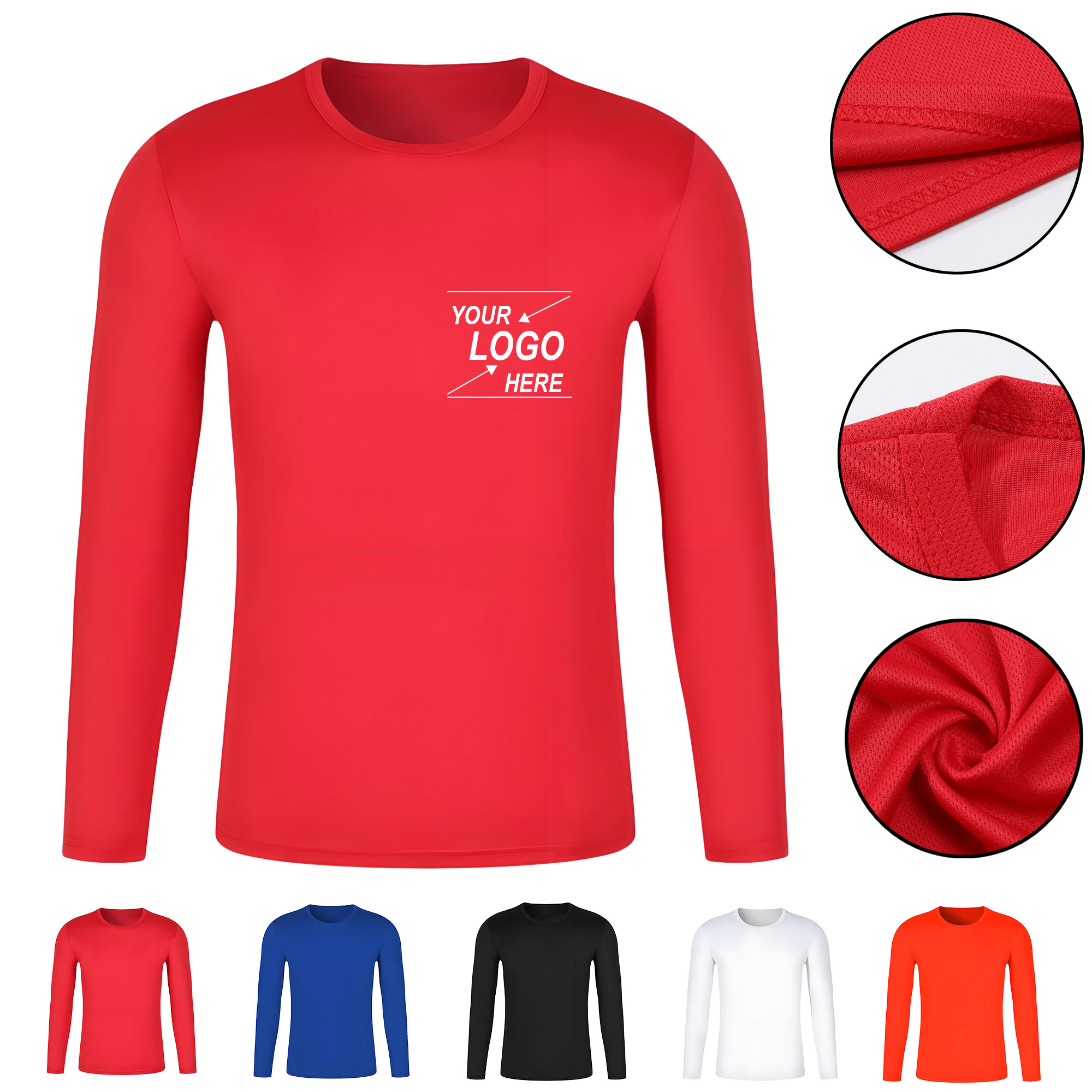 Custom Printed Moisture Wicking Round Neck Long Sleeve T-Shirt for Summer 2