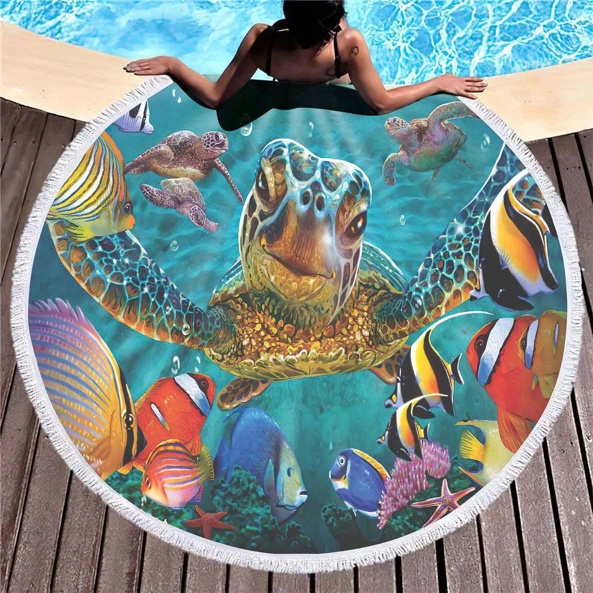 Soft Round Beach Towel with Quick Dry Microfiber 21