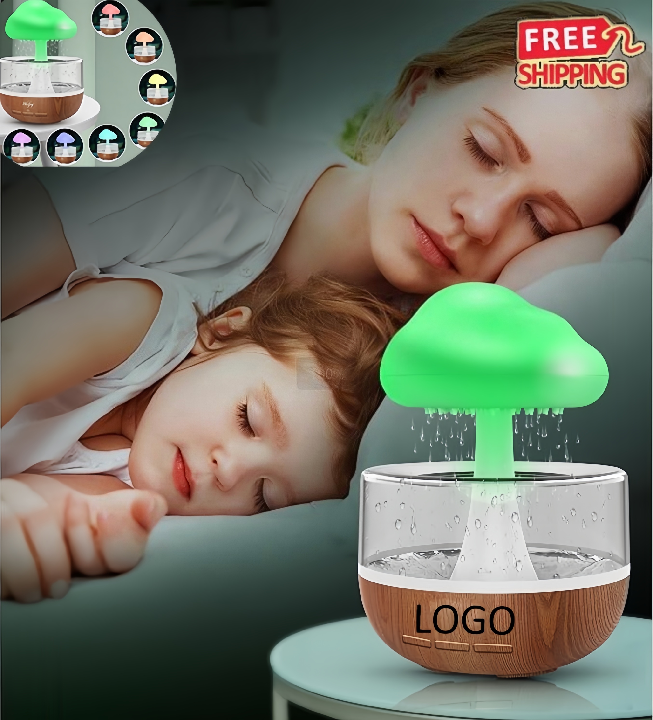 Custom White Aromatherapy Oil Diffuser Humidifier with 7 Color Night Light 1