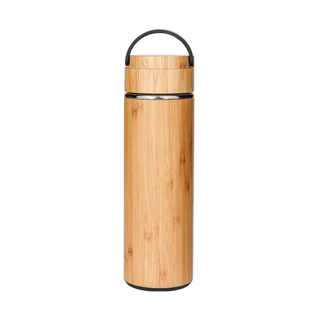 15 oz Vacuum-Sealed Bamboo Water Bottle with Plastic Handle 6