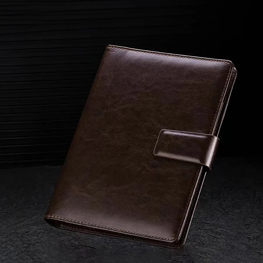 A5 Leather Padfolio Notebook with Magnetic Clip 24