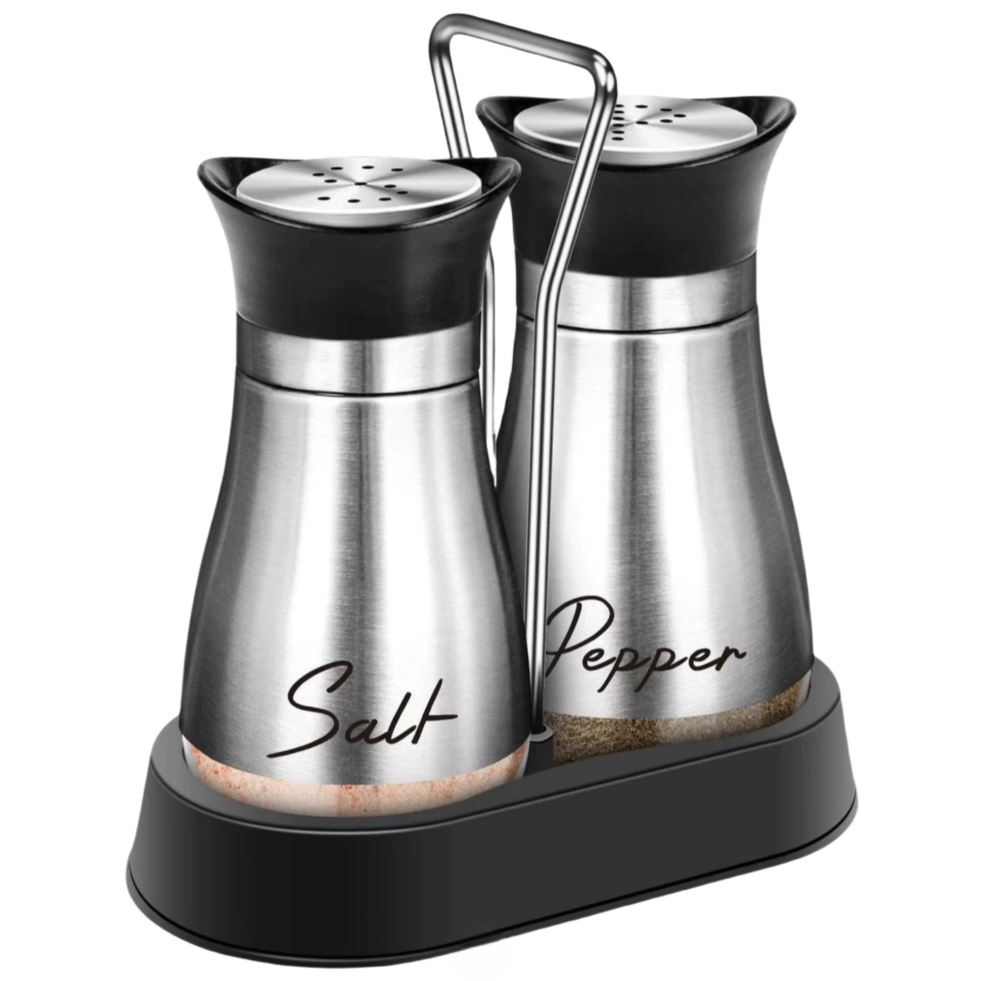 Stainless Steel Glass Spice Jar Salt And Pepper Shakers Set 3