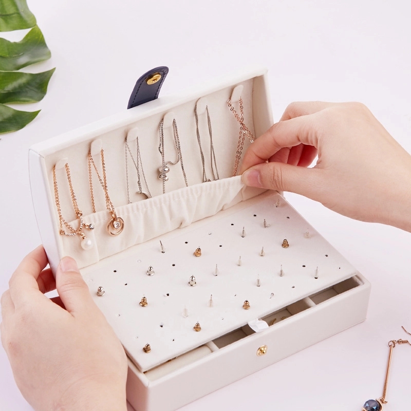 Custom PU Portable Travel Jewelry Organizer Storage Box 12