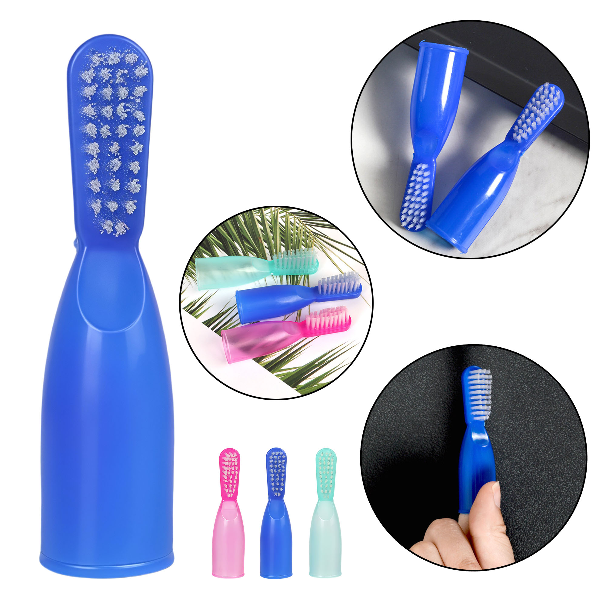 3" Safe Finger Toothbrush with Soft Short Handle, Non-Slip Grip 1