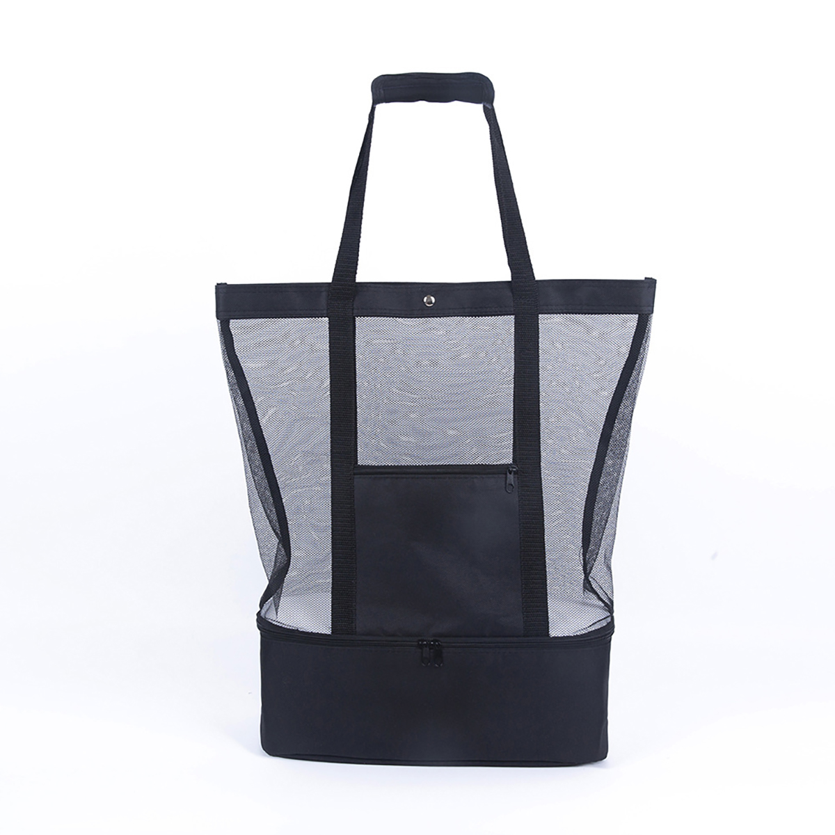 Mesh Beach Tote With Cooler Compartment Zipper Pocket 3