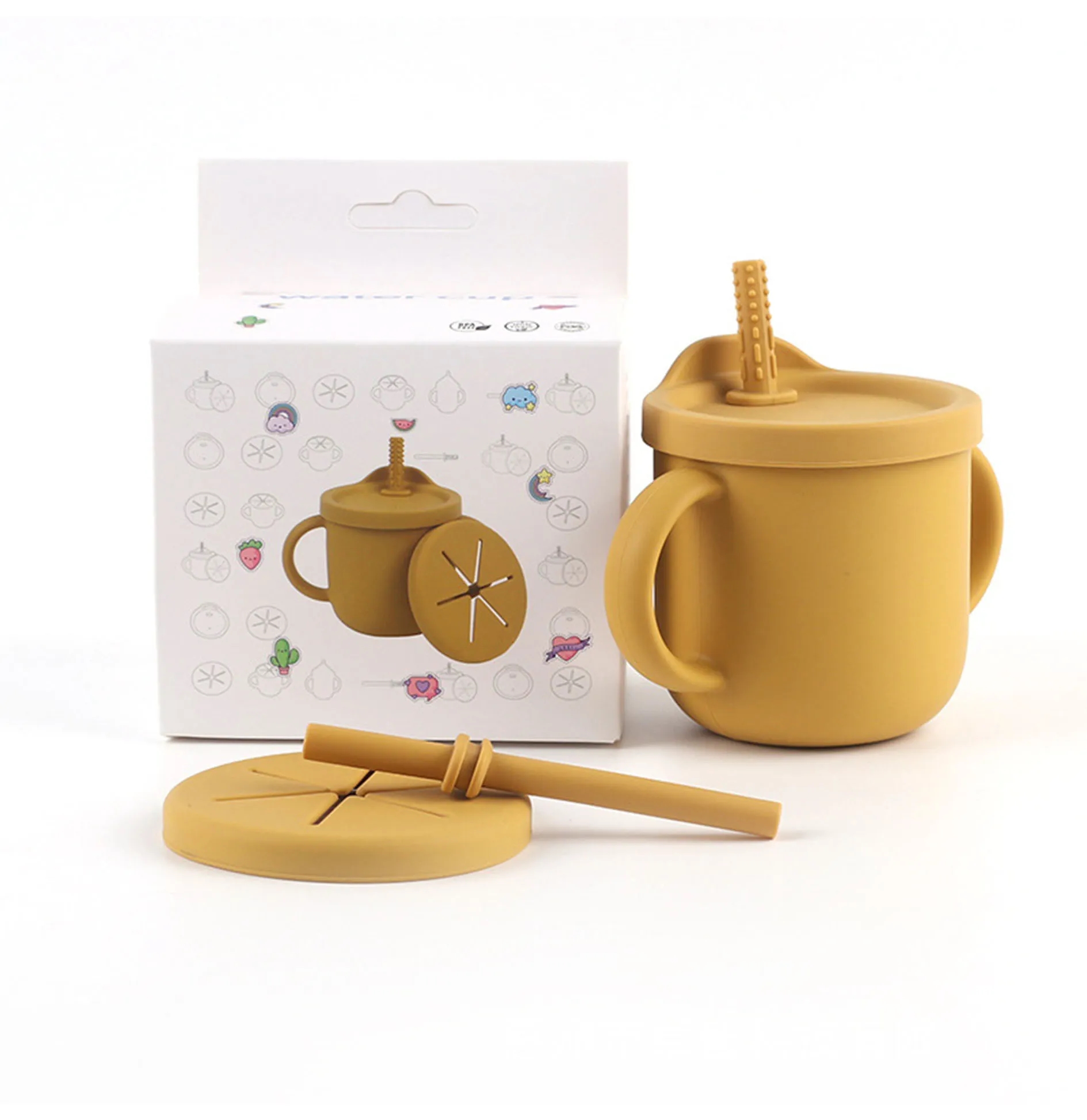 Food-Grade Silicone Toddler Straw Cup with Snack Container 6